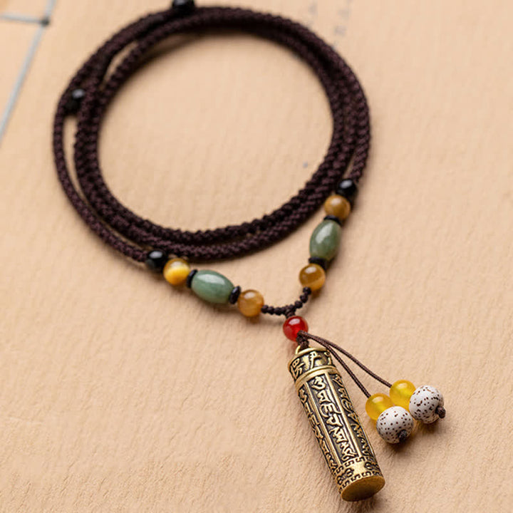 Buddhastoneshop Tibet Om Mani Padme Hum Agate Shurangama Sutra Protection Necklace Pendant - image 15