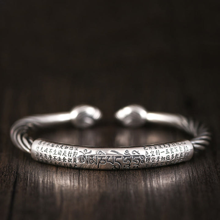 Buddha Stones Tibetan Om Mani Padme Hum Heart Sutra Purity Cuff Bracelet - image 6