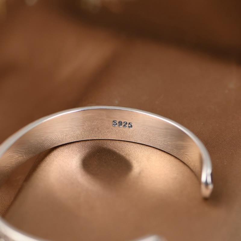 Buddha Stones 925 Sterling Silver Om Mani Padme Hum Double Dorje Engraved Wisdom Cuff Bracelet Bangle - image 10