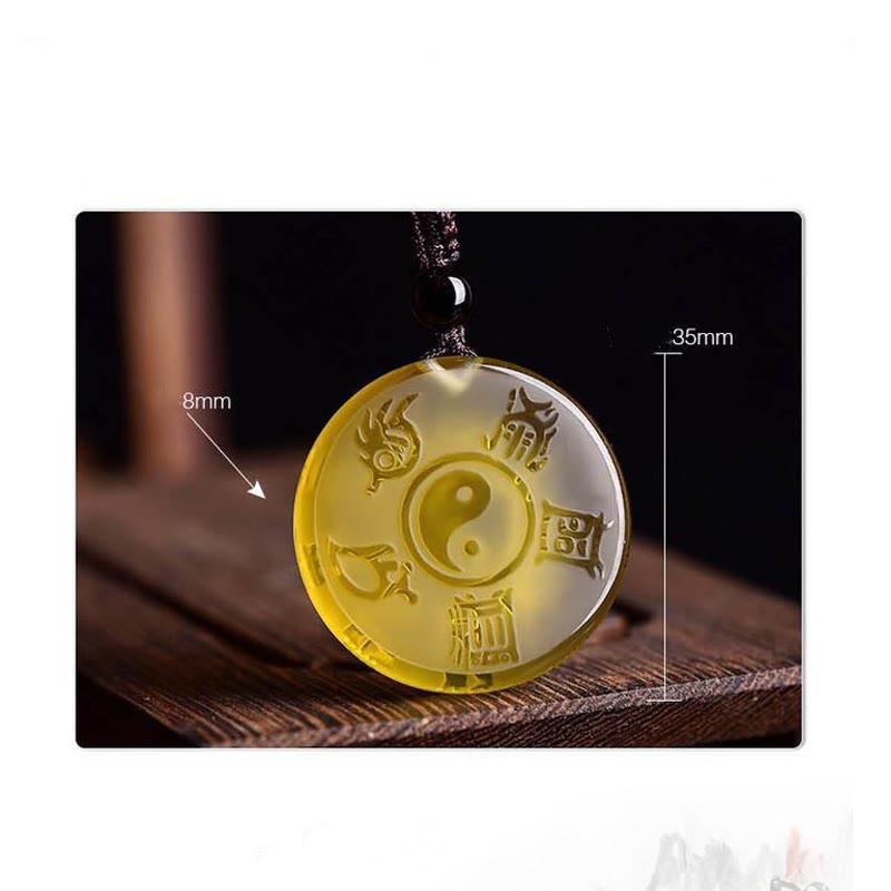 Buddha Stones Taoism Five Sacred Mountains Yin Yang Symbol Liuli Crystal Balance Necklace Pendant Key Chain - image 13