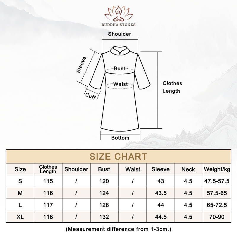 Buddha Stones 100% Mulberry Silk 6 Momme Dress Vintage Flower Butterfly Embroidery Qipao Dress Women's Cheongsam Dress - Black - Size Chart - image 19