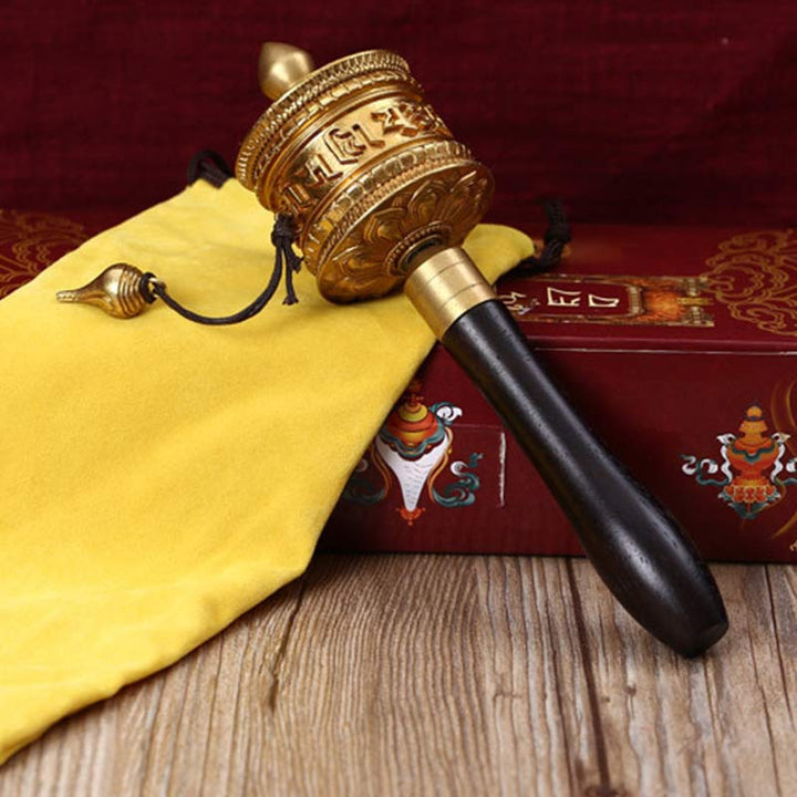 Tibetan Prayer Wheel Six True Words Copper Meditation Decoration - image 2