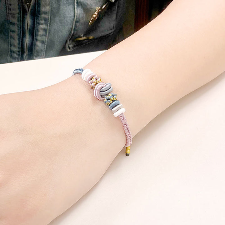 Buddha Stones Two-Color Rope Handcrafted Eight Thread Peace Knot Luck Connection Bracelet - image 6