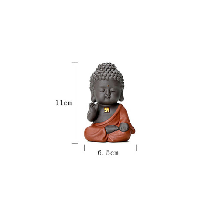 Buddha Stones Small Buddha Serenity Purple Clay Home Desk Decoration - image 16