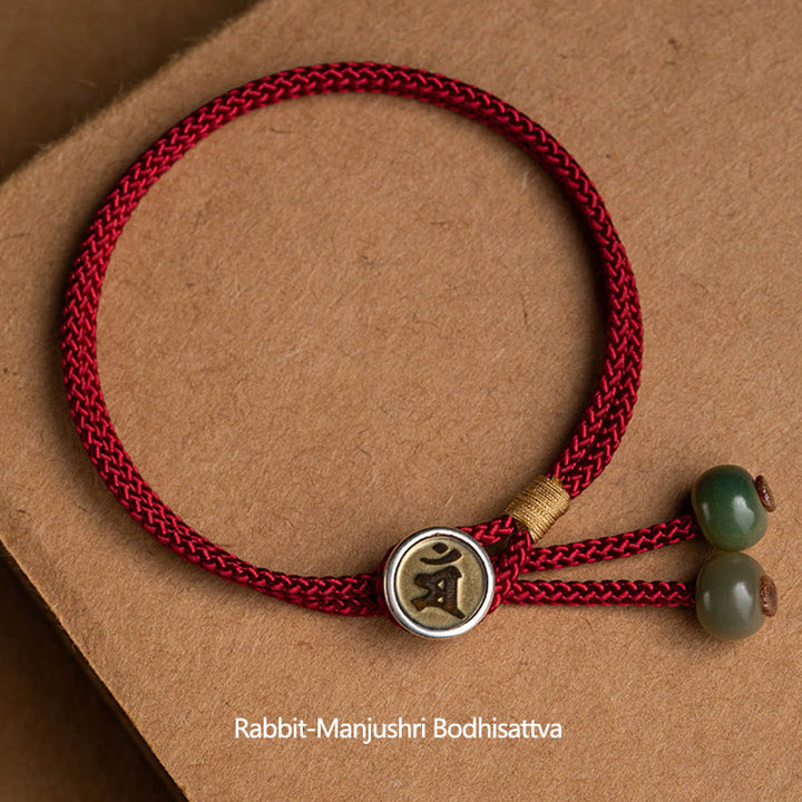 Buddha Stones 925 Sterling Silver Handmade Chinese Zodiac Natal Buddha Cyan Bodhi Seed Protection Braided Red String Bracelet - image 6