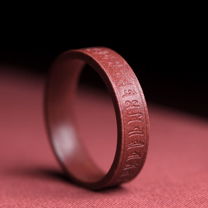 Buddha Stones Cinnabar Om Mani Padme Hum Auspicious Clouds Blessing Ring - Om Mani Padme Hum - 22mm - image 8