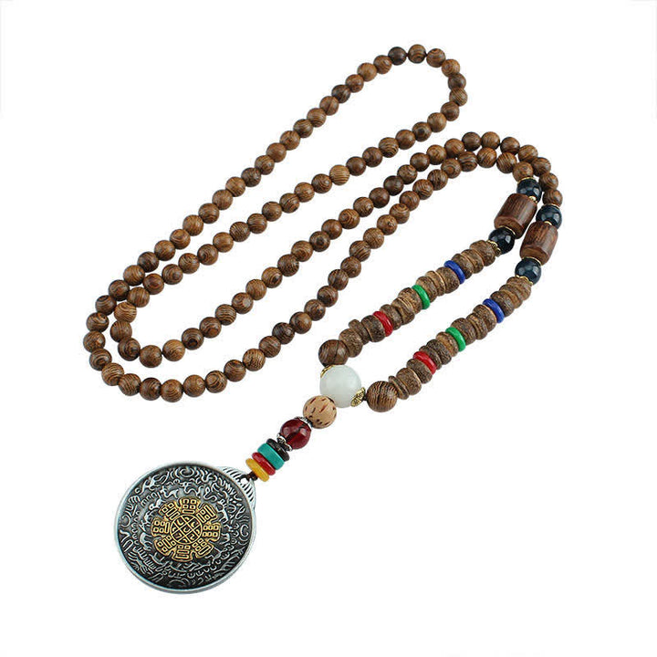 Buddha Stones Tibetan Om Mani Padme Hum Prayer Wheel Rotation Vajra Wood Necklace Pendant - image 27