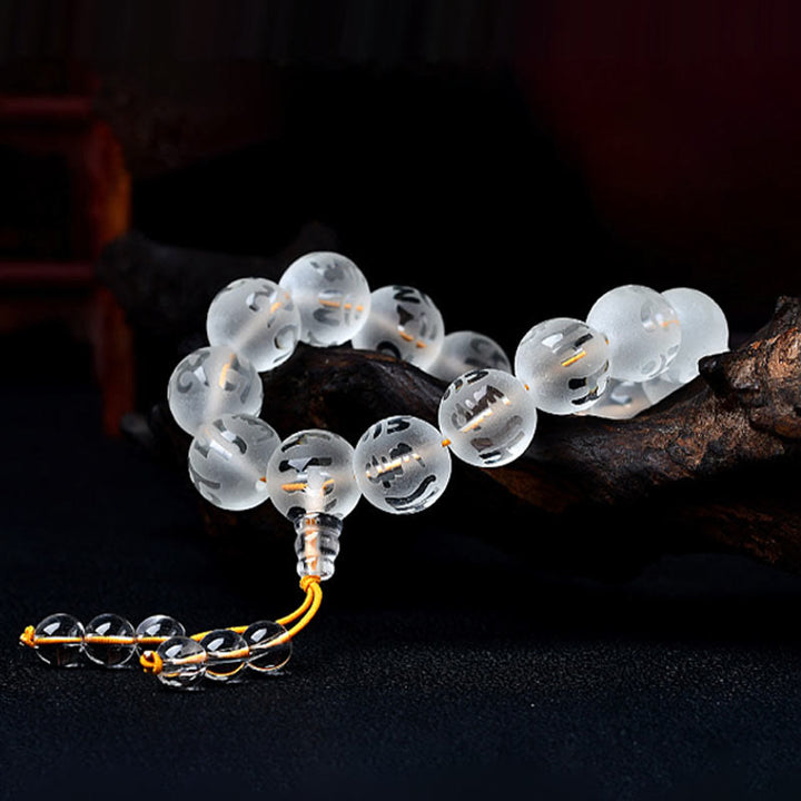 Buddha Stones "Blessings of Light and Protection" White Crystal Bracelet Includes Gift Message Card - image 4