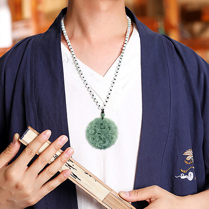 Buddha Stones Chinese Zodiac Dragon Jade Fortune Necklace String Pendant - image 4