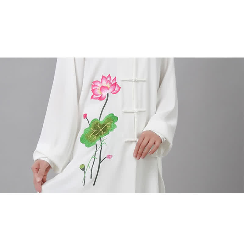Lotus Flower Leaf Pattern Tai Chi Meditation Prayer Spiritual Zen Practice Clothing Women's Set - image 18