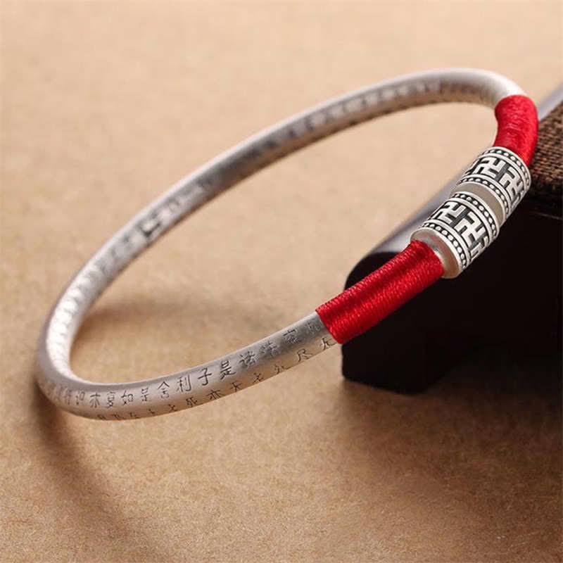 Buddha Stones Tibet Om Mani Padme Hum Luck Red String Bracelet Bangle - Red - image 1