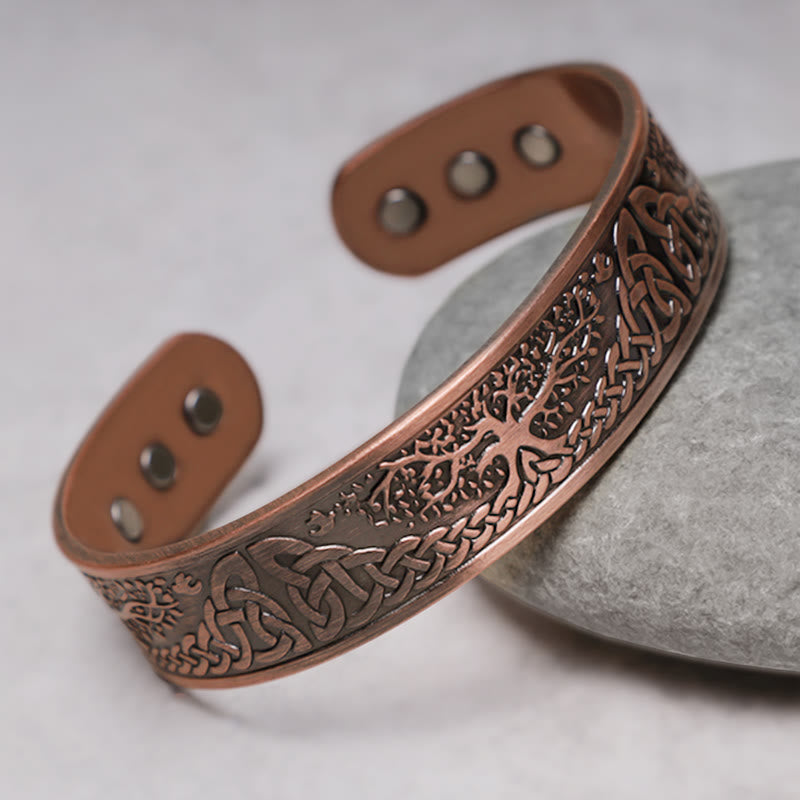 Buddha Stones Lucky Tree Of Life Balance Magnetic Adjustable Cuff Bracelet Bangle - image 3