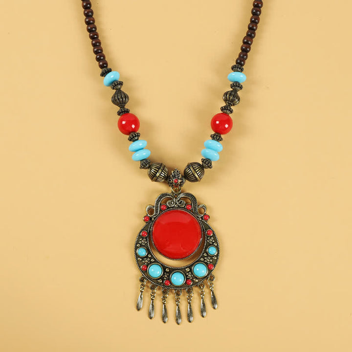 Tibetan Retro Beads Tassel Hair Decoration Hair Accessories - Tassel-Red - image 8