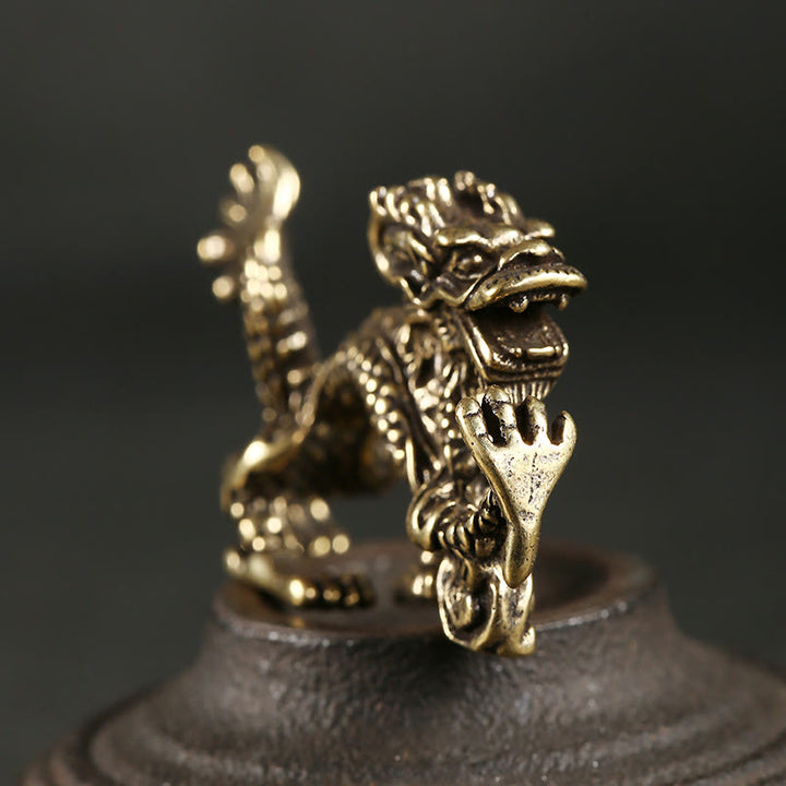 Buddha Stones Year Of The Dragon Mini Brass Dragon Luck Protection Home Decoration - image 3