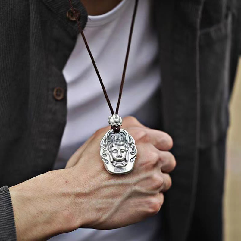 Buddha Stones Chinese Zodiac Natal Buddha Om Mani Padme Hum Lotus Compassion Necklace Pendant - image 5