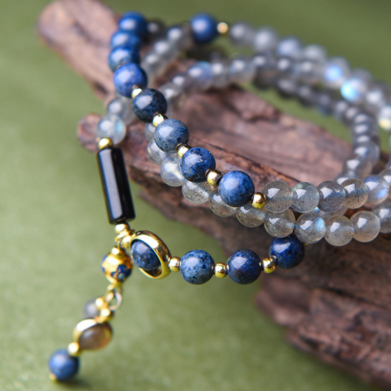 Buddha Stones Moonstone Lazurite Lapis Lazuli Calm Healing Positive Bracelet - image 12