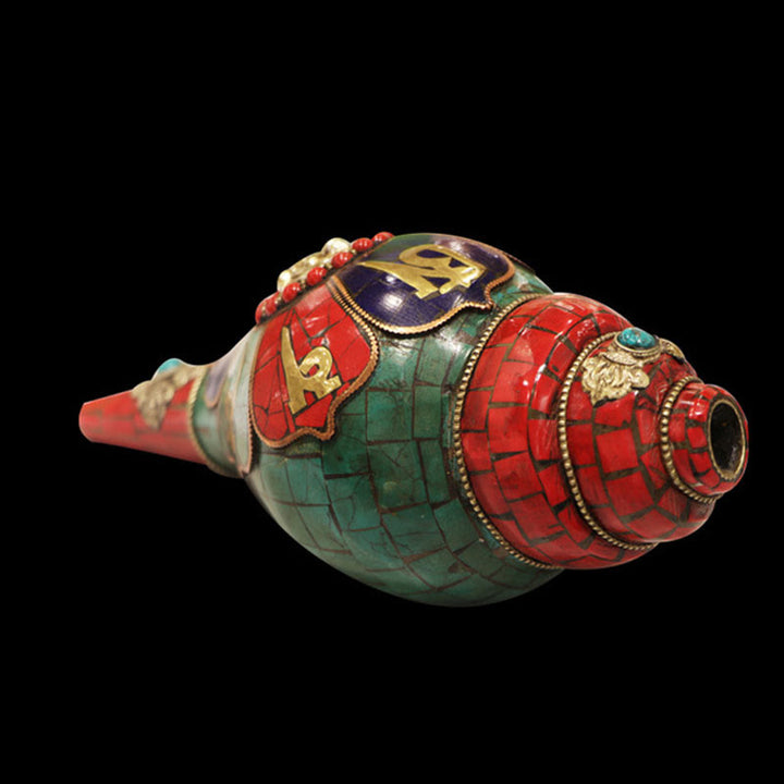 Tibetan Handmade Shankha Om Mani Padme Hum Buddha Conch Shell Lucky Decoration - image 13