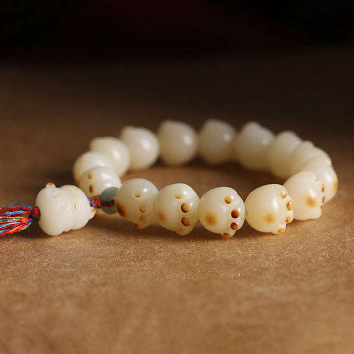 Buddha Stones Cute Lucky Cat Bodhi Seed Cat Paw Harmony Bracelet - image 3