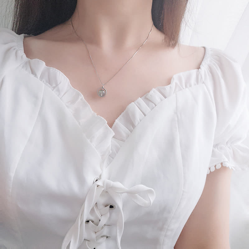 Buddha Stones 925 Sterling Silver Moonstone Love Planet Rotatable Pattern Necklace Pendant - image 5