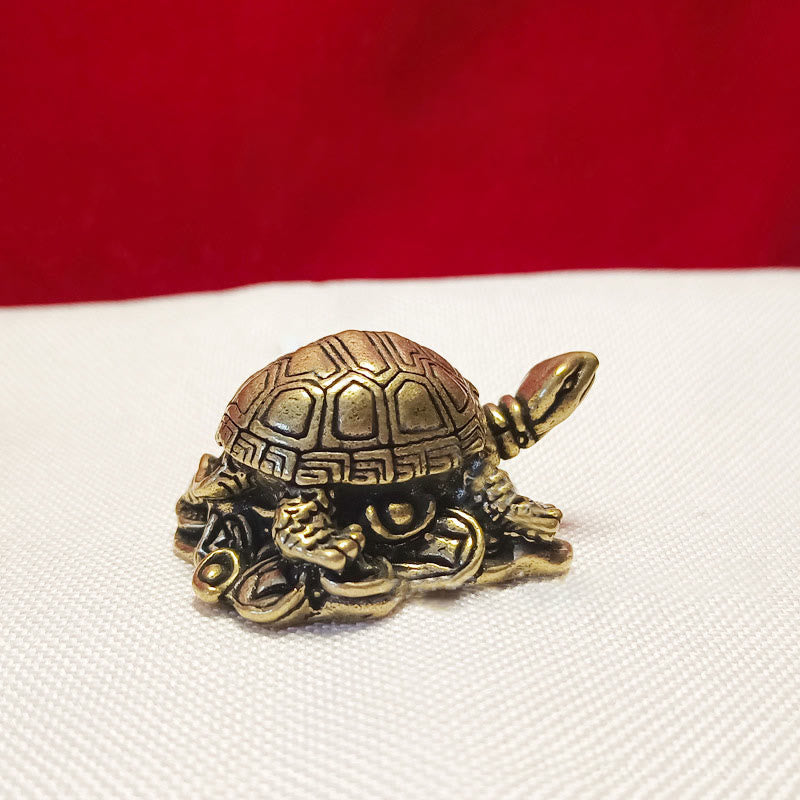 Buddha Stones Mini Small Frog Turtle Koi Fish Snail Crab Copper Wealth Home Decoration - Copper Coin Turtle - image 14