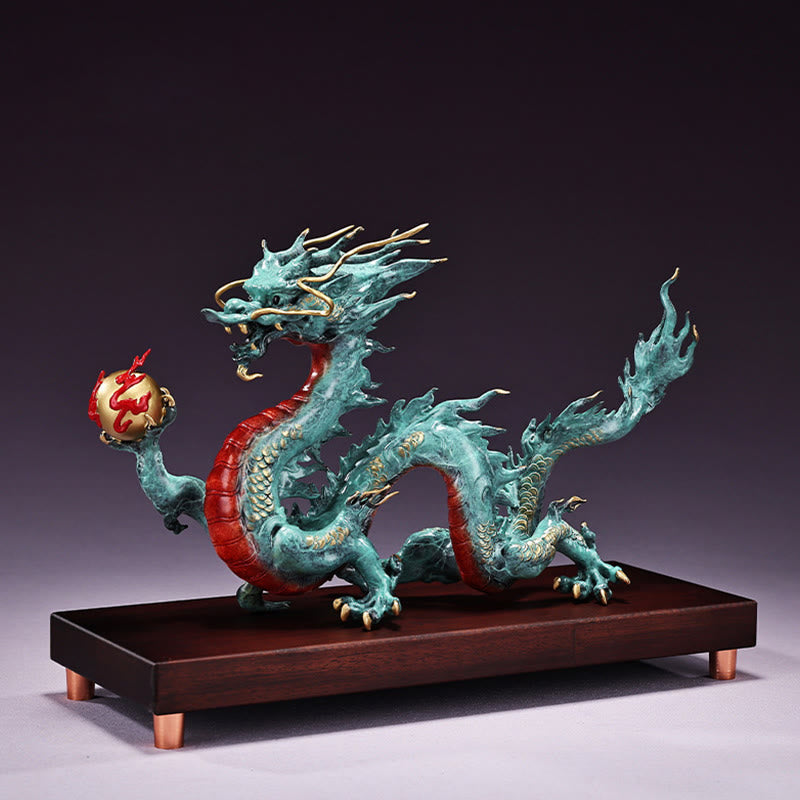  ❗❗❗A Flash Sale- Buddha Stones Year Of The Dragon Auspicious Dragon Brass Copper Luck Success Office Decoration - Blue Dragon 31cm*10.5cm*19cm - image 13