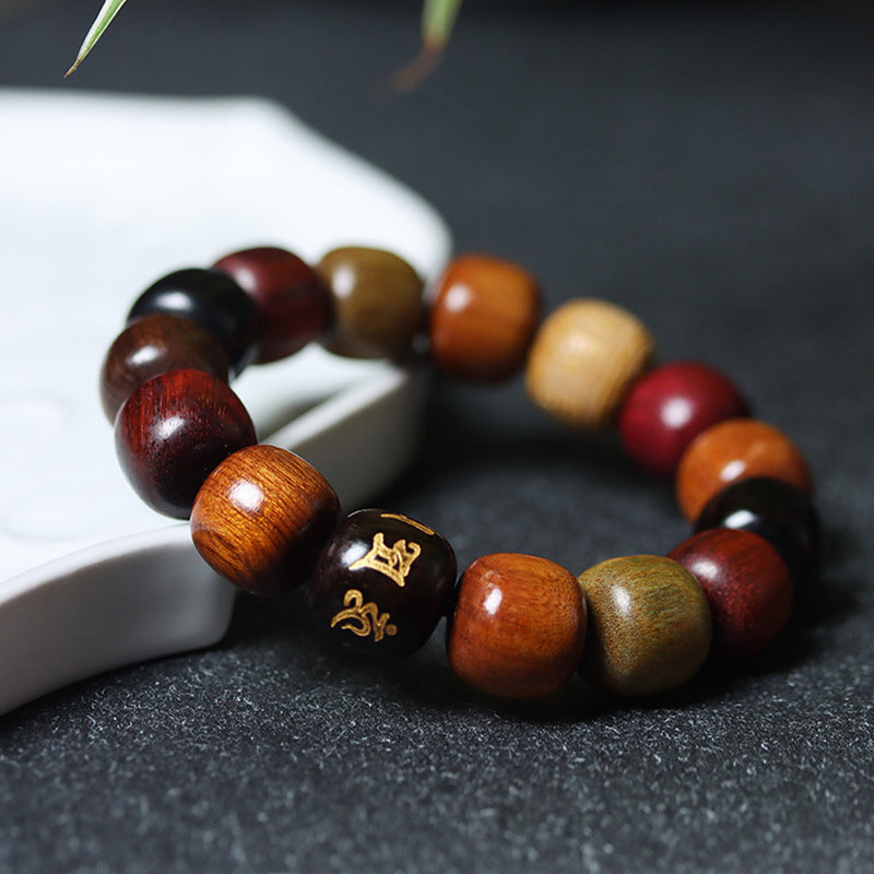 Buddha Stones Tibet Various Wood Om Mani Padme Hum Purity Bracelet