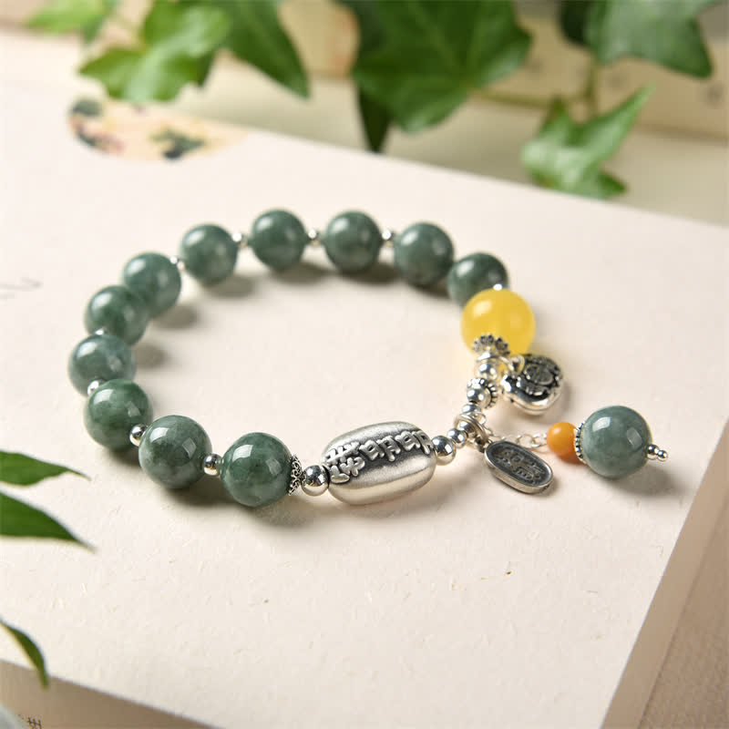 925 Sterling Silver Cyan Jade Amber Success Bracelet - image 4