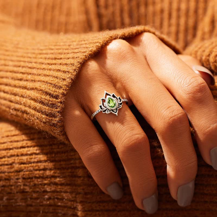 Buddha Stones Sterling Silver Lotus Zircon Blessing Protection Ring - image 12