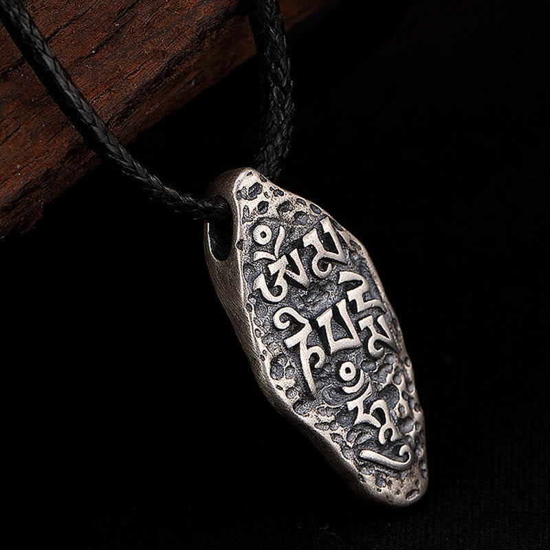 Buddha Stones Tibetan 925 Sterling Silver Om Mani Padme Hum Dorje Vajra Engraved Strength Necklace Pendant - image 10