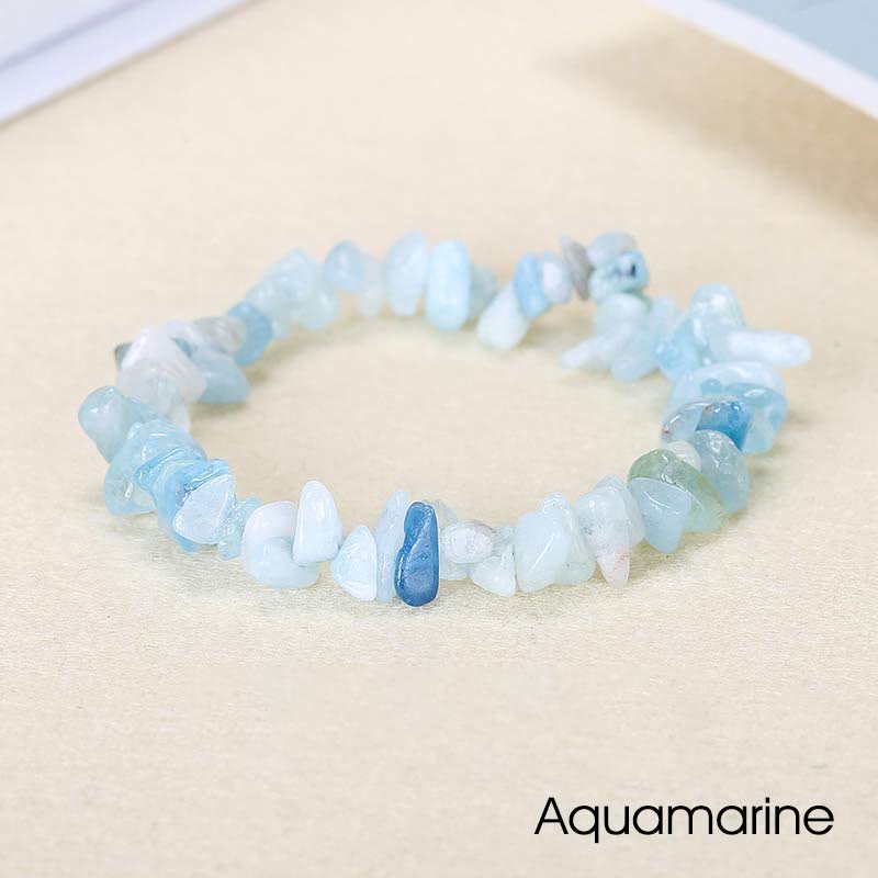 Natural Irregular Shape Crystal Stone Warmth Soothing Bracelet - Aquamarine(Wrist Circumference: 15-18cm) - image 38