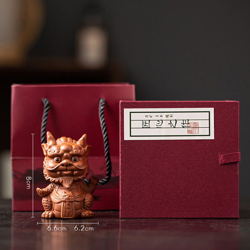 Buddha Stones Luck Dragon Wealth Tea Pet Purple Clay Figurine Decoration - Little Dragon King-Brown(Gift Box) - image 21