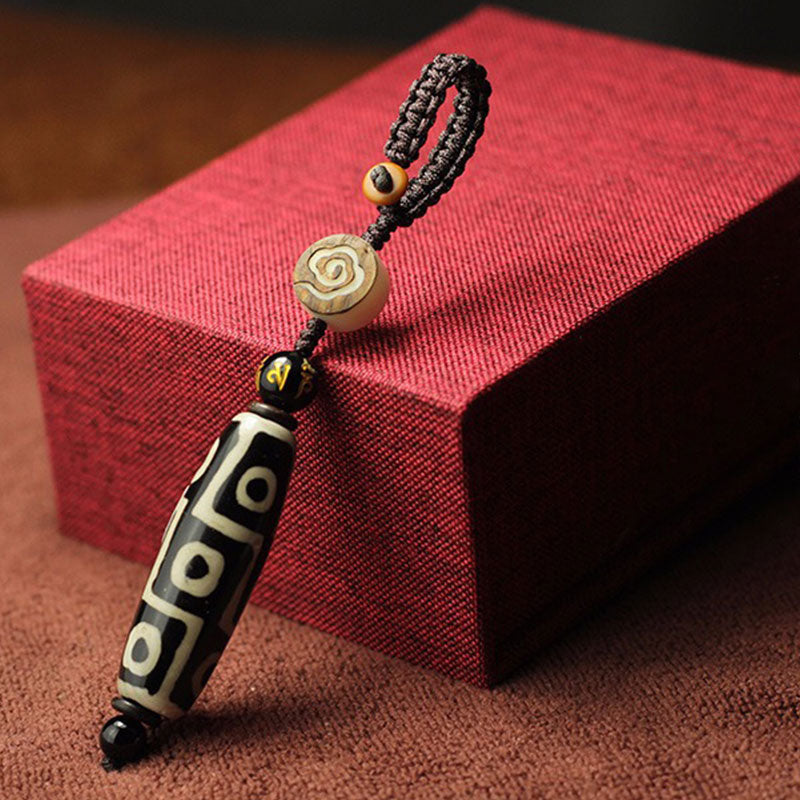 Buddha Stones Tibetan Nine-Eye Dzi Bead Wealth Decoration - Black - image 1