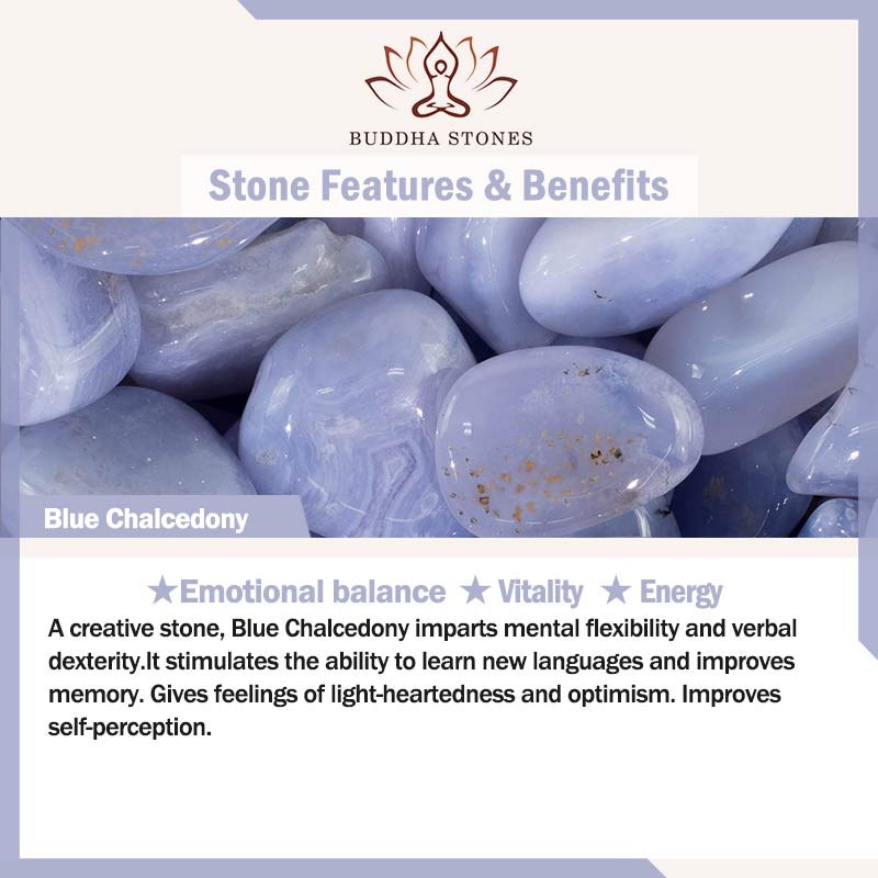 Buddha Stones Blue Chalcedony Emotional Balance Energy Bracelet Bangle - image 7