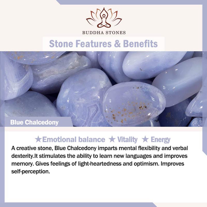 Buddha Stones Blue Chalcedony Emotional Balance Energy Bracelet Bangle - image 7
