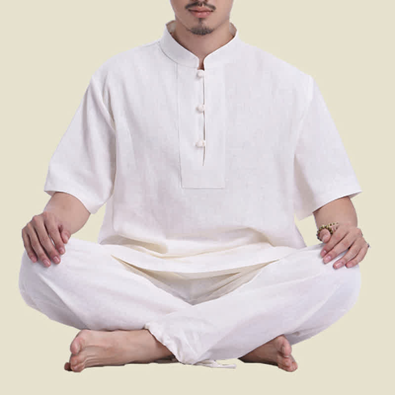 Spiritual Zen Meditation Prayer Practice Cotton Linen Clothing Men's Set