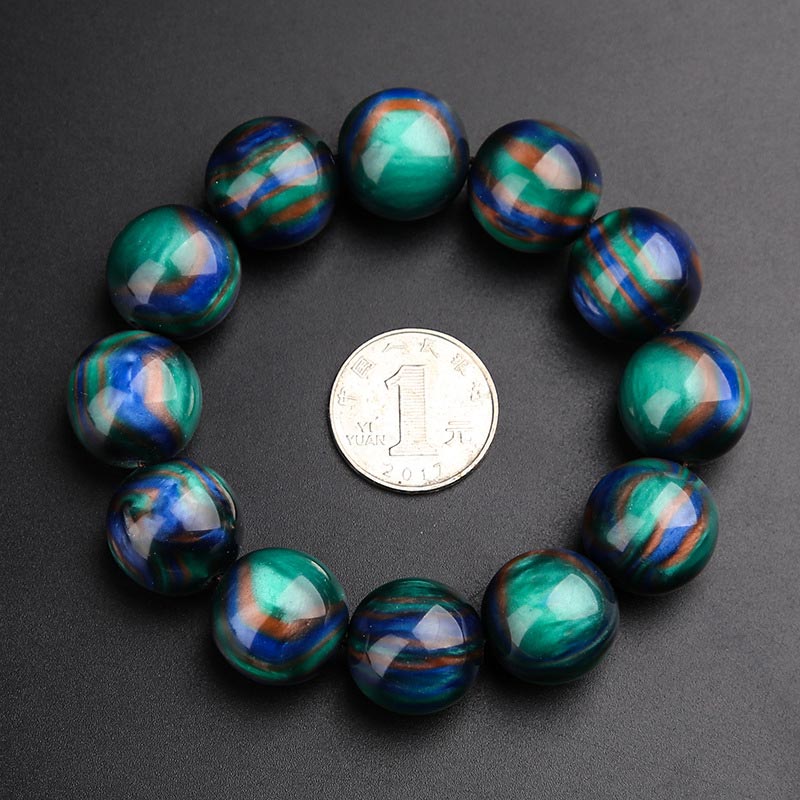 Buddha Stones Colorful Sea Willow Mala Positive Bracelet Ring - image 6
