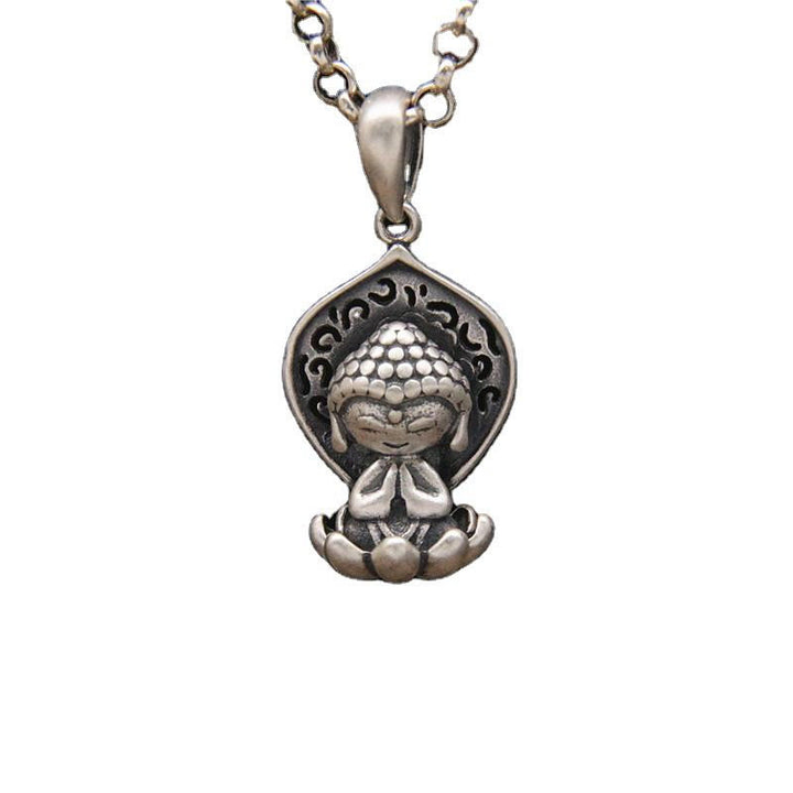 Buddha Stones 999 Sterling Silver Meditation Buddha Lotus Serenity Necklace Pendant - image 7