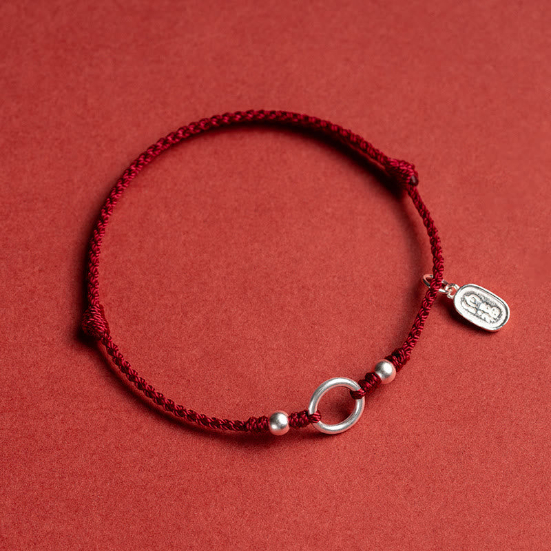 Buddha Stones 925 Sterling Silver Lucky Fortune Peace Joy Lotus Peace Buckle Red String Bracelet - image 1