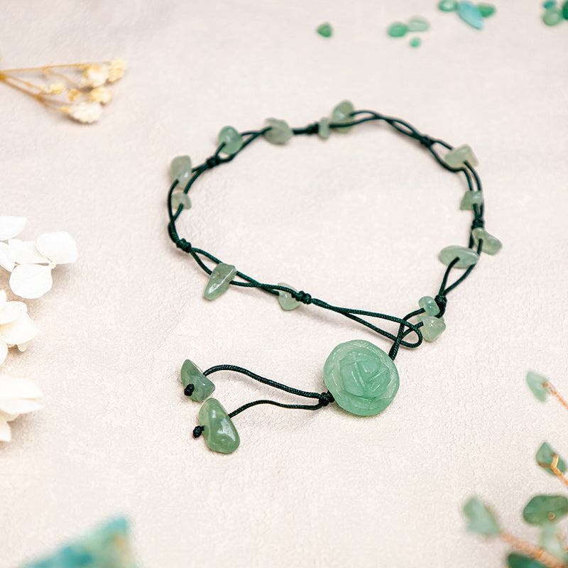 Buddha Stones Amethyst Pink Crystal Green Aventurine Rose Inner Peace Healing Anklet - image 14