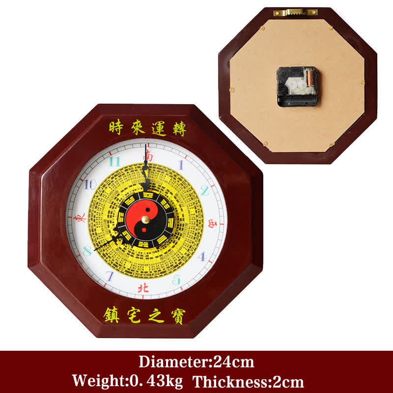Feng Shui Bagua Map Balance Energy Map Wall Clock - Dark Red Bagua Map&Wall Clock 24cm - image 1