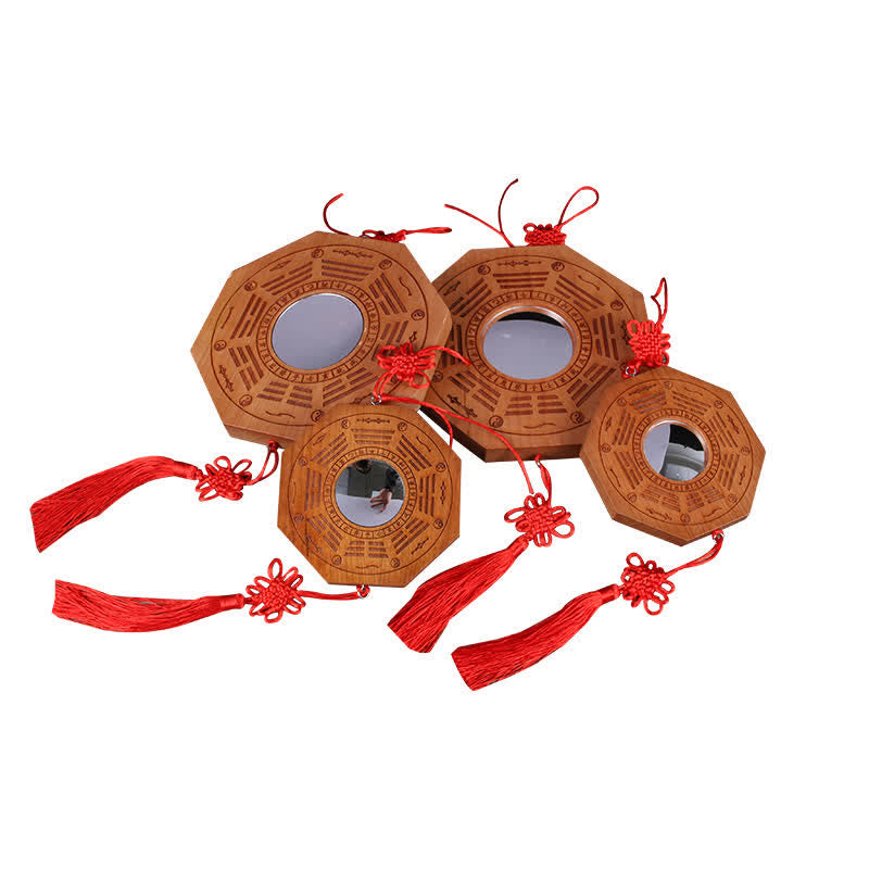 Feng Shui Bagua Map Peach Wood Five-Emperor Coins Chinese Knotting Balance Energy Map Mirror - image 16