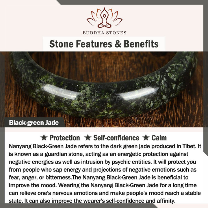 Buddha Stones Tibetan Nanyang Black-Green Jade PiXiu Peace Buckle Protection Necklace Pendant