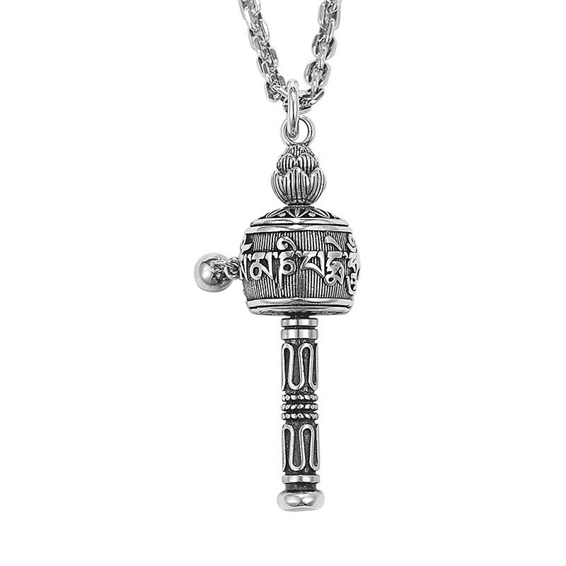 Buddha Stones Tibetan Om Mani Padme Hum Prayer Wheel Lotus Wisdom Rotatable Necklace Pendant - image 7