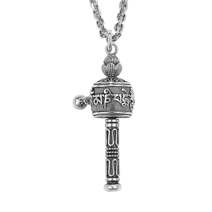 Buddha Stones Tibetan Om Mani Padme Hum Prayer Wheel Lotus Wisdom Rotatable Necklace Pendant - image 7