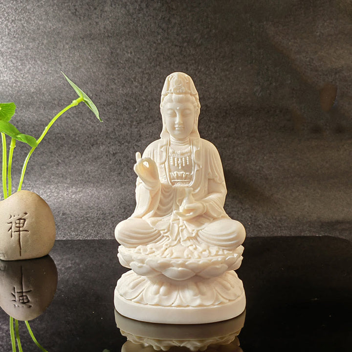 Buddha Stones Mini Ivory Fruit Tathagata Buddha Lotus Kwan Yin Avalokitesvara Manjusri Samantabhadra Serenity Desk Decoration