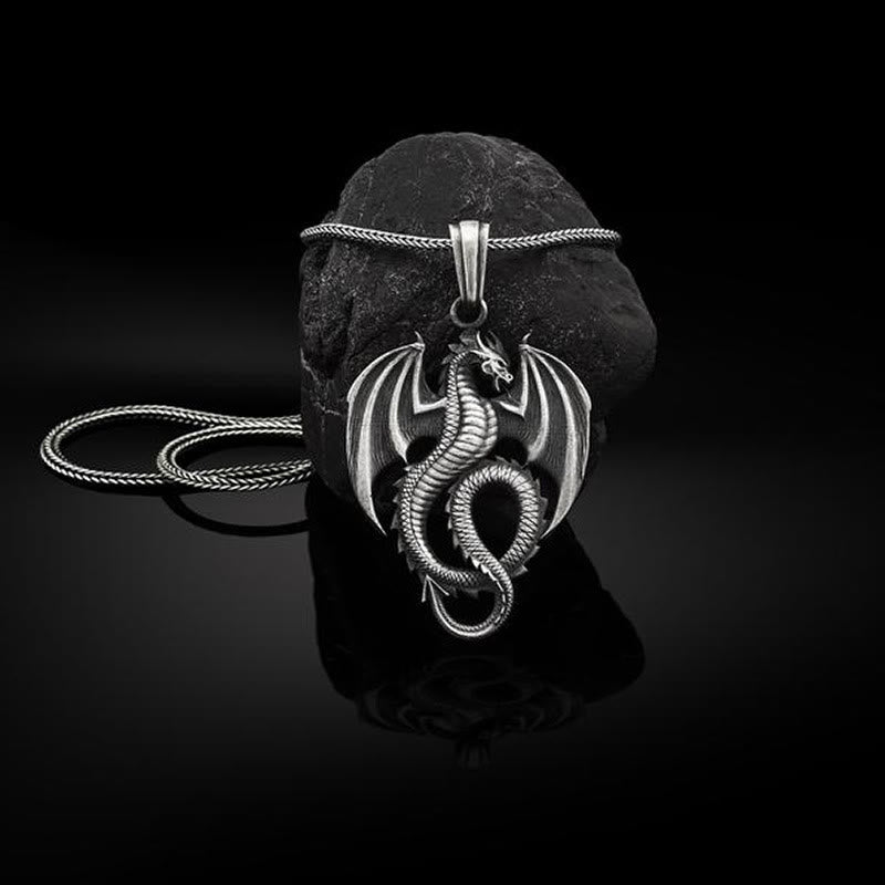 Buddha Stones Pure Tin Dragon Luck Success Necklace Pendant - Dragon Pendant&Keel Chain - image 1