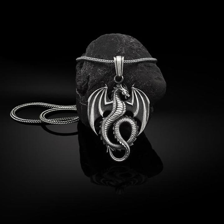 Buddha Stones Pure Tin Dragon Luck Success Necklace Pendant - Dragon Pendant&Keel Chain - image 1