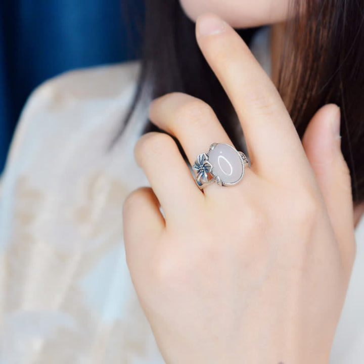 990 Sterling Silver Natural Chalcedony Plum Positive Harmony Ring - image 8