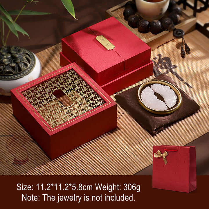 Retro Jewelry Storage Box Gift Box - Red (11.2*11.2*5.8cm) - image 7
