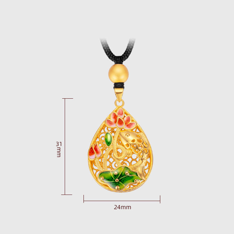 Buddha Stones Koi Fish Lotus Flower Leaf Copper Luck Necklace Pendant - image 7
